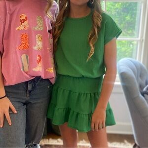 Girls emerald green skirt and top set